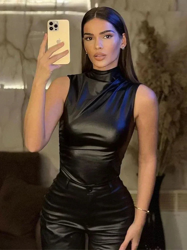 SERAN™ | Women Sleek Faux Leather Top